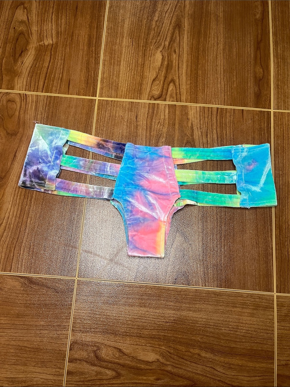 Little Black Diamond Tie-Dye Velvet Cheeky Bottoms - Rainbow